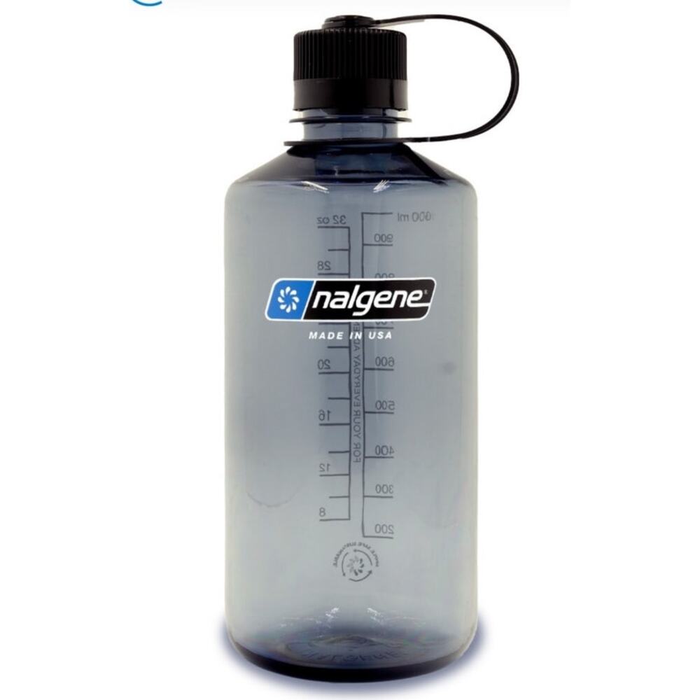 Nalgene Grey 32 oz Narrow Mouth Sustainable Hydration BPA Free Water Bottle
